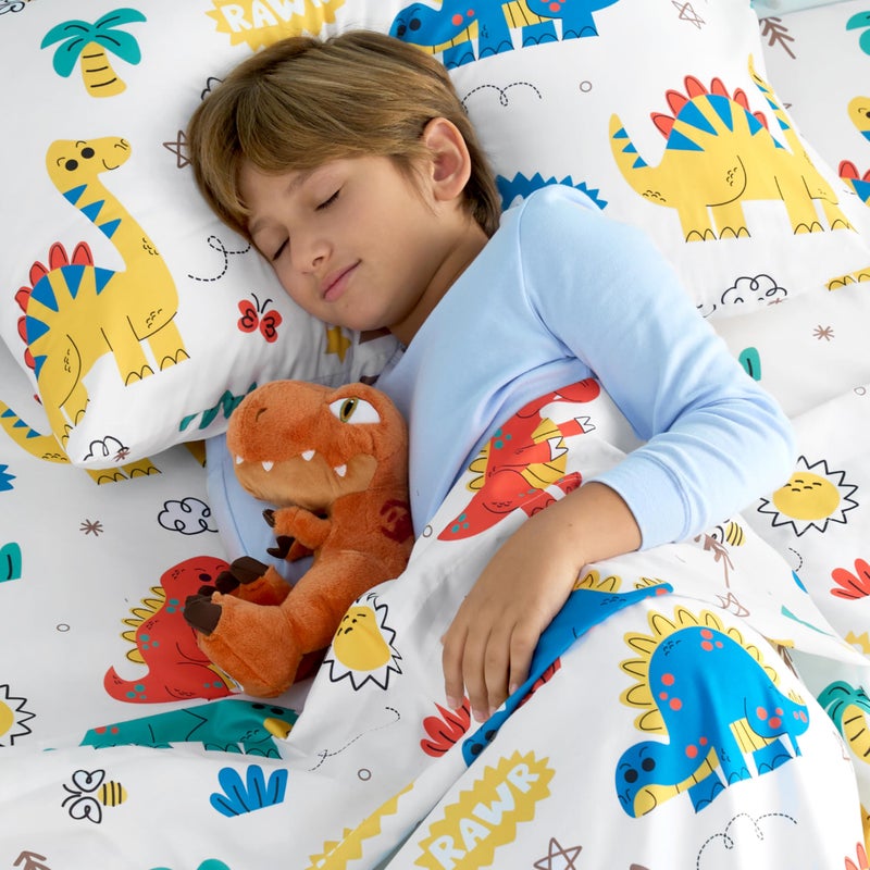 Joiedomi Kids Twin Sheet Set Dinosaur - 3 Piece Soft Microfiber Bed Sheets - Deep Pocket Wrinkle Free  Cozy Toddler Bedding Set  Fade Resistant Breathable for Boys Girls Teens - Image 5